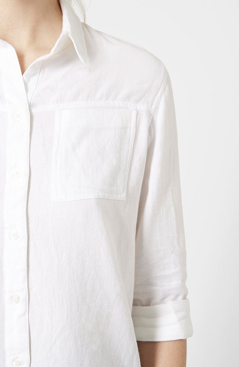 Topshop Button Front Chambray Shirt, Alternate, color,