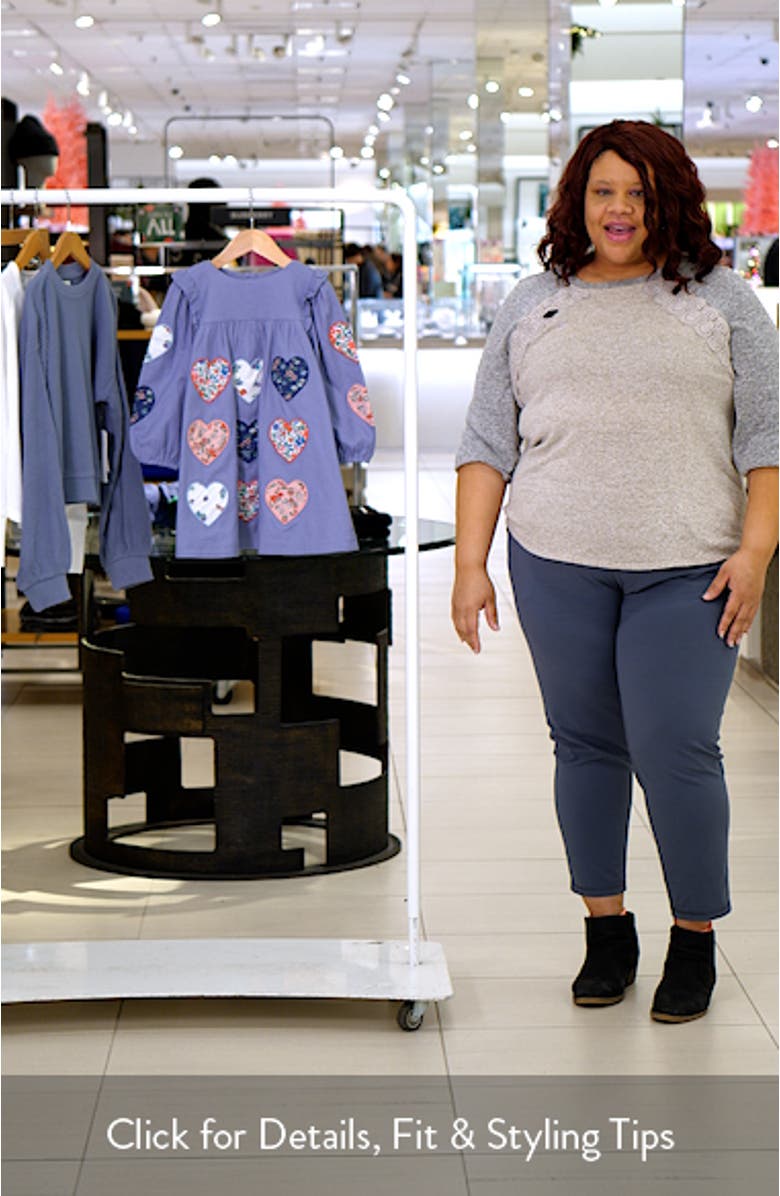 Kids
 Heart Appliqué Long Sleeve Cotton Dress, sales video thumbnail