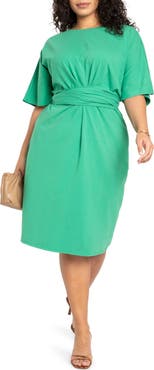 ELOQUII Cross Front Flutter Sleeve Dress