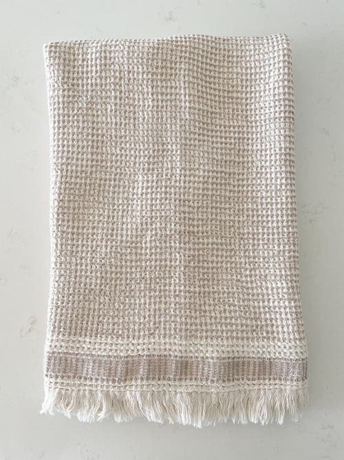 Anaya Waffle Striped Turkish Cotton Bath Towel