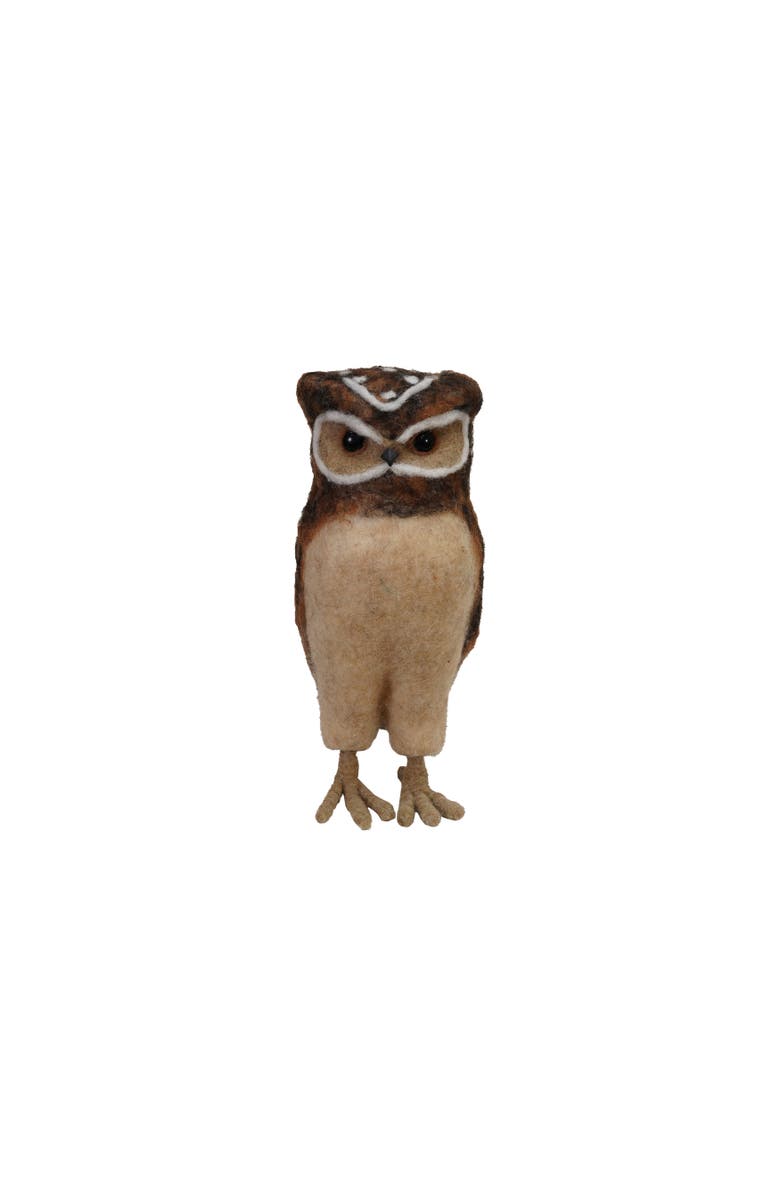Storied Home Handmade Wool Felt Burrowing Owl, Brown, Main, color, 
