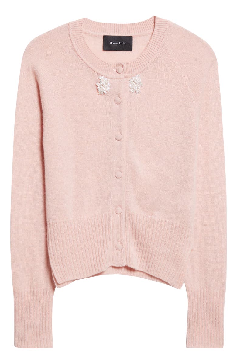 Simone Rocha Embellished Cashmere Cardigan, Alternate, color, Rose/ Pearl