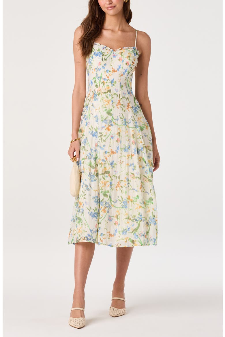 Jaylynn Ruffle Seamed Dress, Alternate, color, IVORY BLUE FLORAL