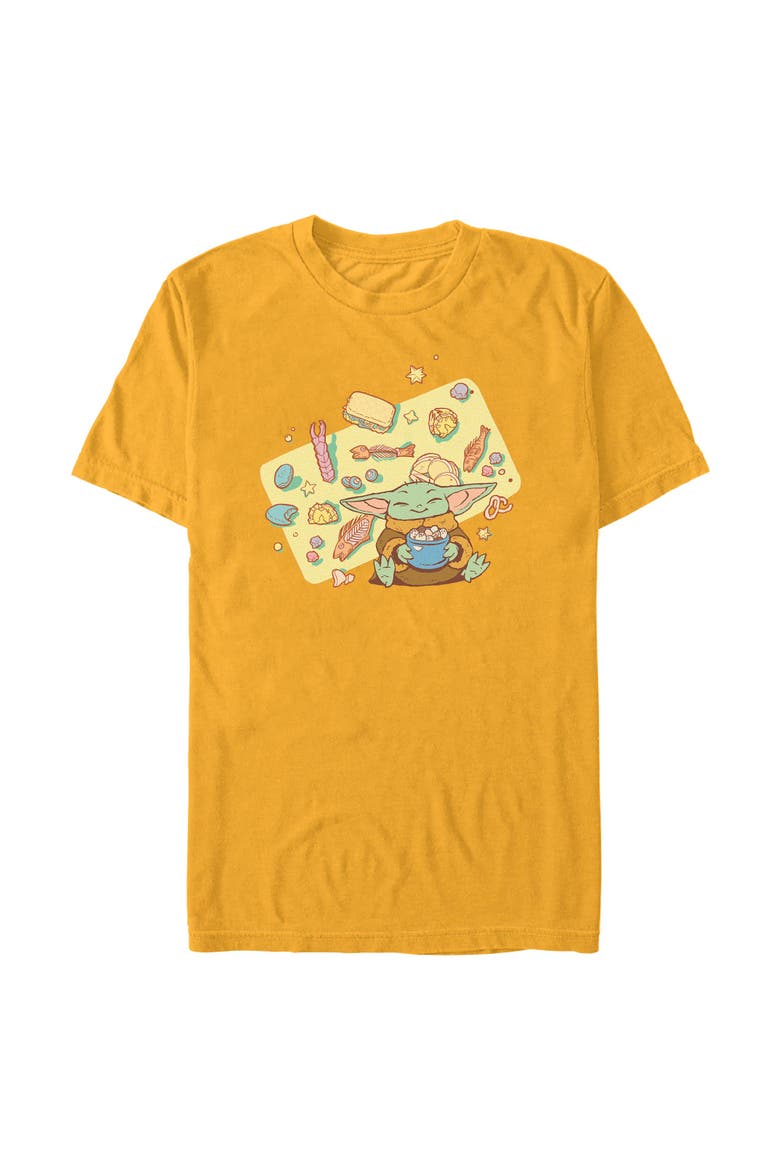 Men's Star Wars The Mandalorian and Grogu The Child Joyful Meal  Graphic T-Shirt, Main, color, Gold