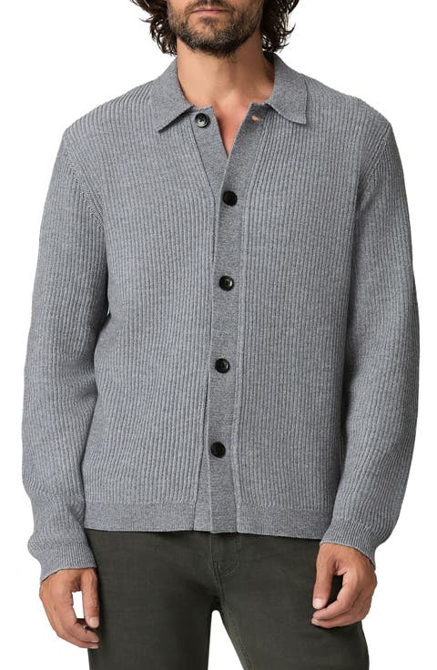 Spokane Ribed Wool & Cotton Full Button Cardigan