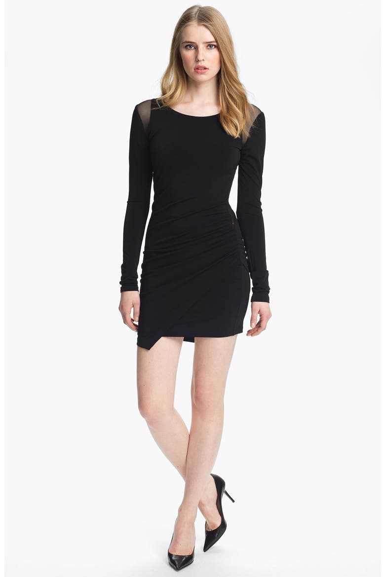 Mesh Inset Dress, Main, color, BLACK