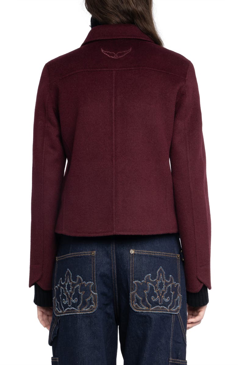 Zadig & Voltaire Liam Wool Blend Jacket, Alternate, color, Burgundy