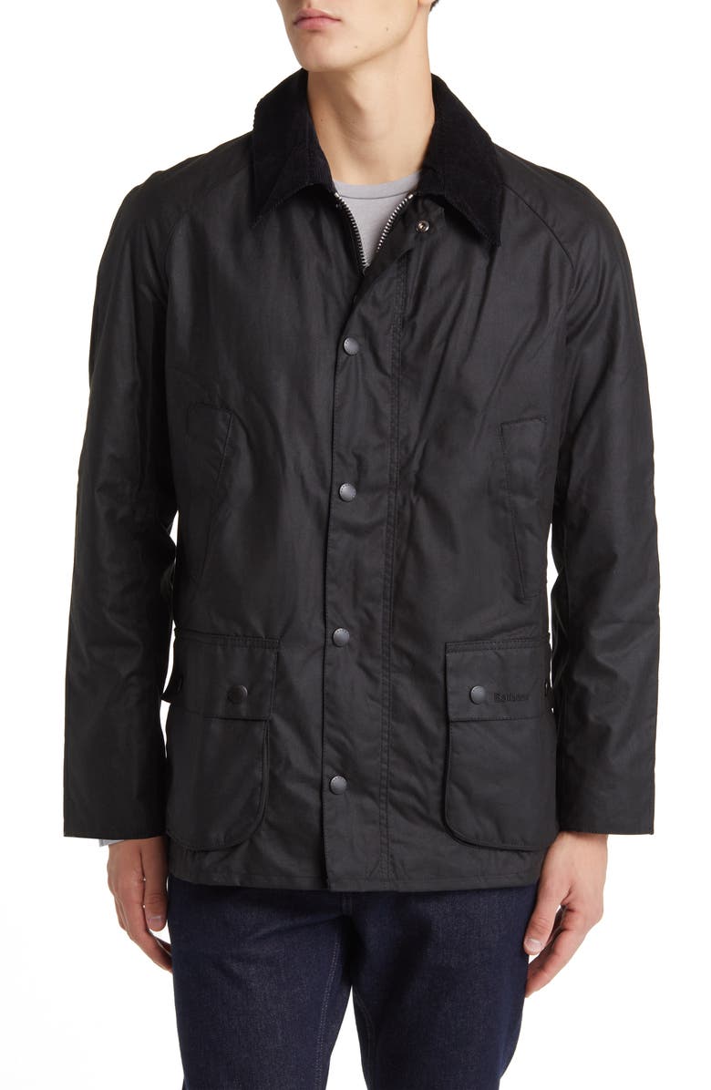 Barbour Ashby Waxed Cotton Jacket, Alternate, color, Black/Classic
