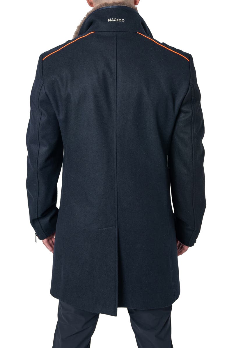 Maceoo Captainorange Faux Fur Trim Wool Peacoat, Alternate, color, 