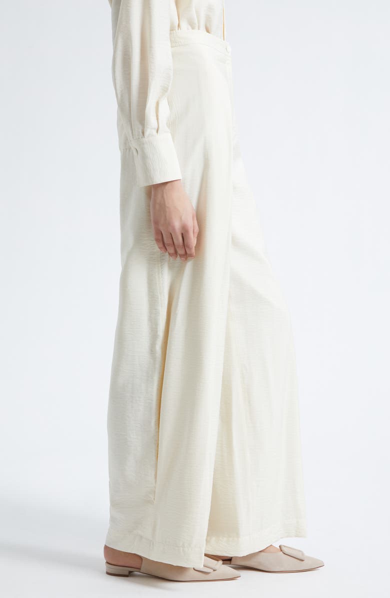 Emporio Armani Reverse Pleat Techno Rayon Wide Leg Pants, Alternate, color, Ivory