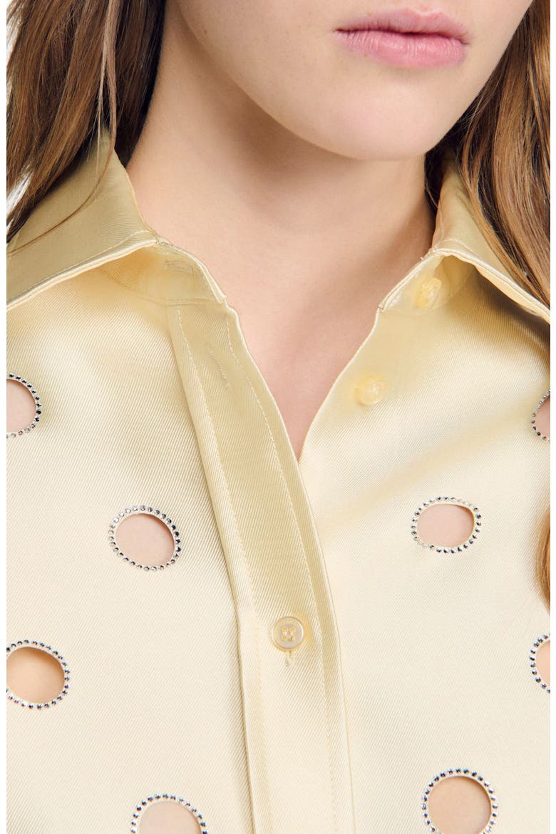 Openwork rhinestone shirt, Alternate, color, Vanilla
