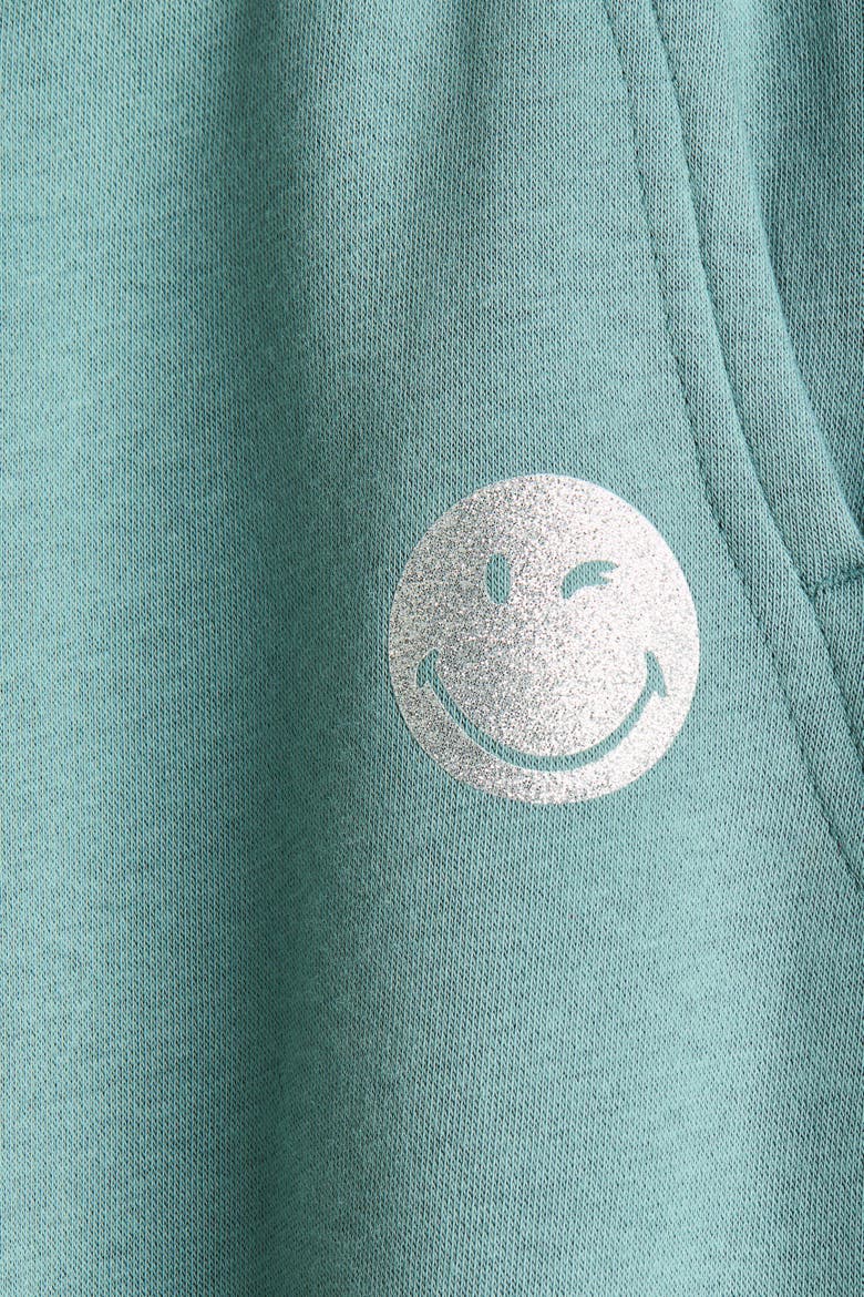 Sweatpant Joggers With Printed Motif, Alternate, color, Turquoise/SmileyWorld®