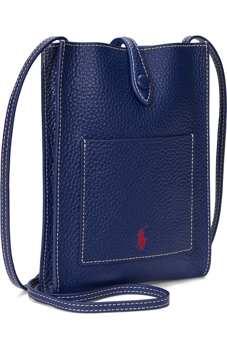 Polo Ralph Lauren Polo Play Pebble Leather Phone Crossbody Bag, Alternate, color, Ink