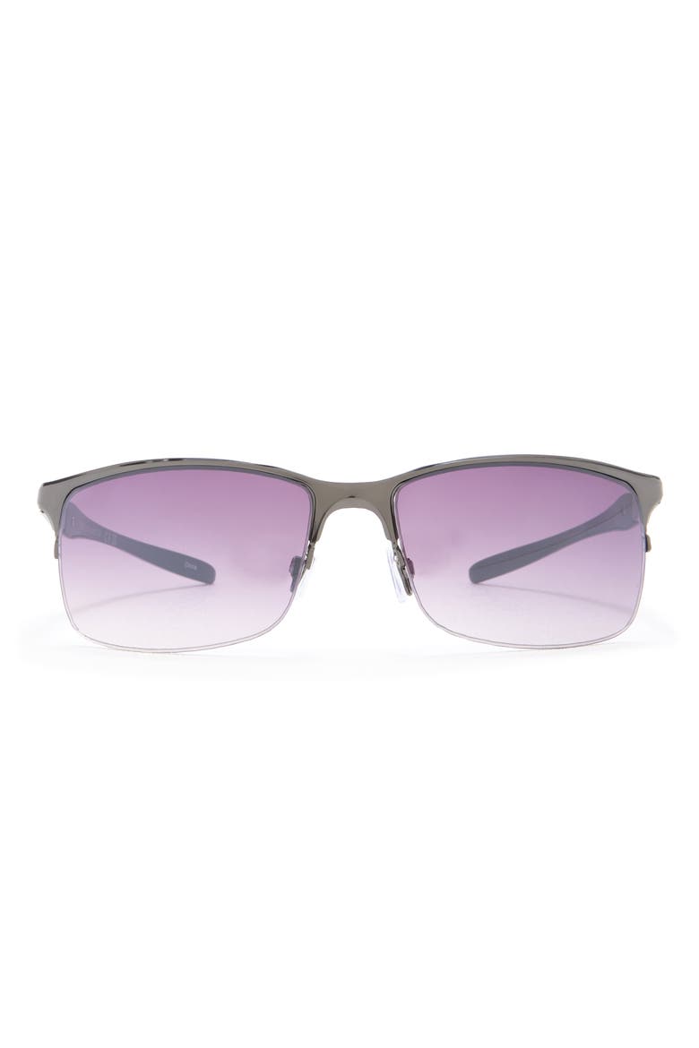 62mm Retro Half Rim Sunglasses, Main, color, GUNMETAL