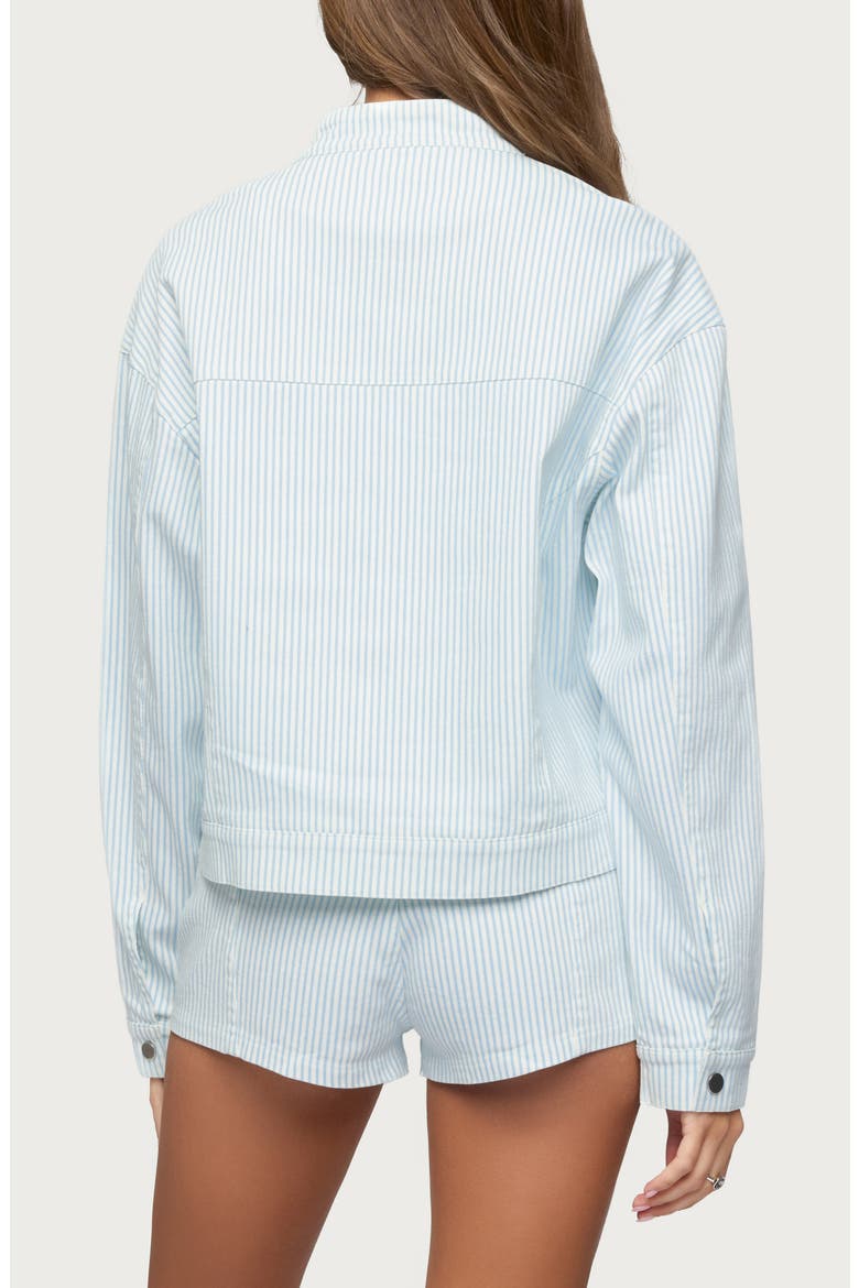 Myah Pinstripe Moto Jacket, Alternate, color, WHITE-AND-BLUE
