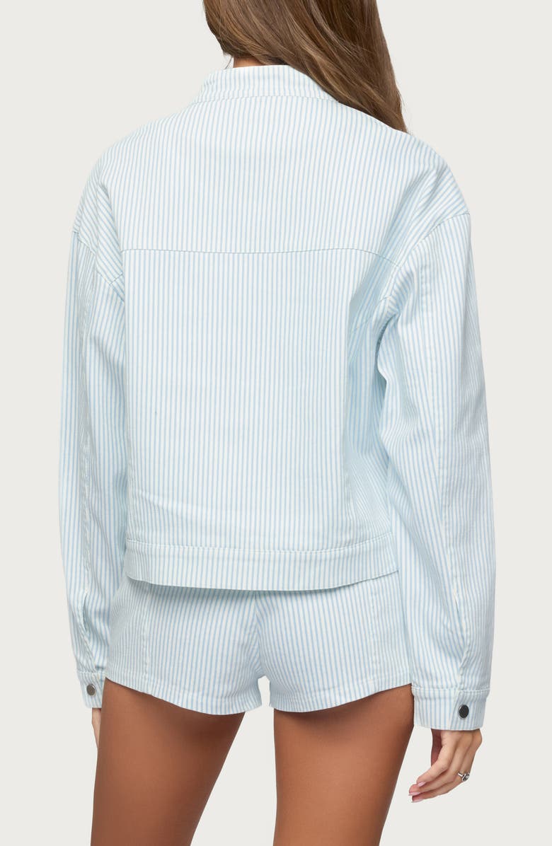 EDIKTED Myah Pinstripe Moto Jacket, Alternate, color,