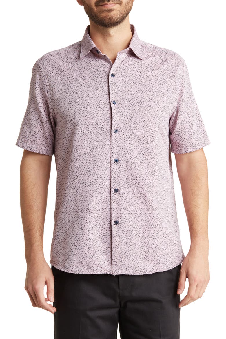 Bernard Short Sleeve Button-Up Shirt, Main, color, RED