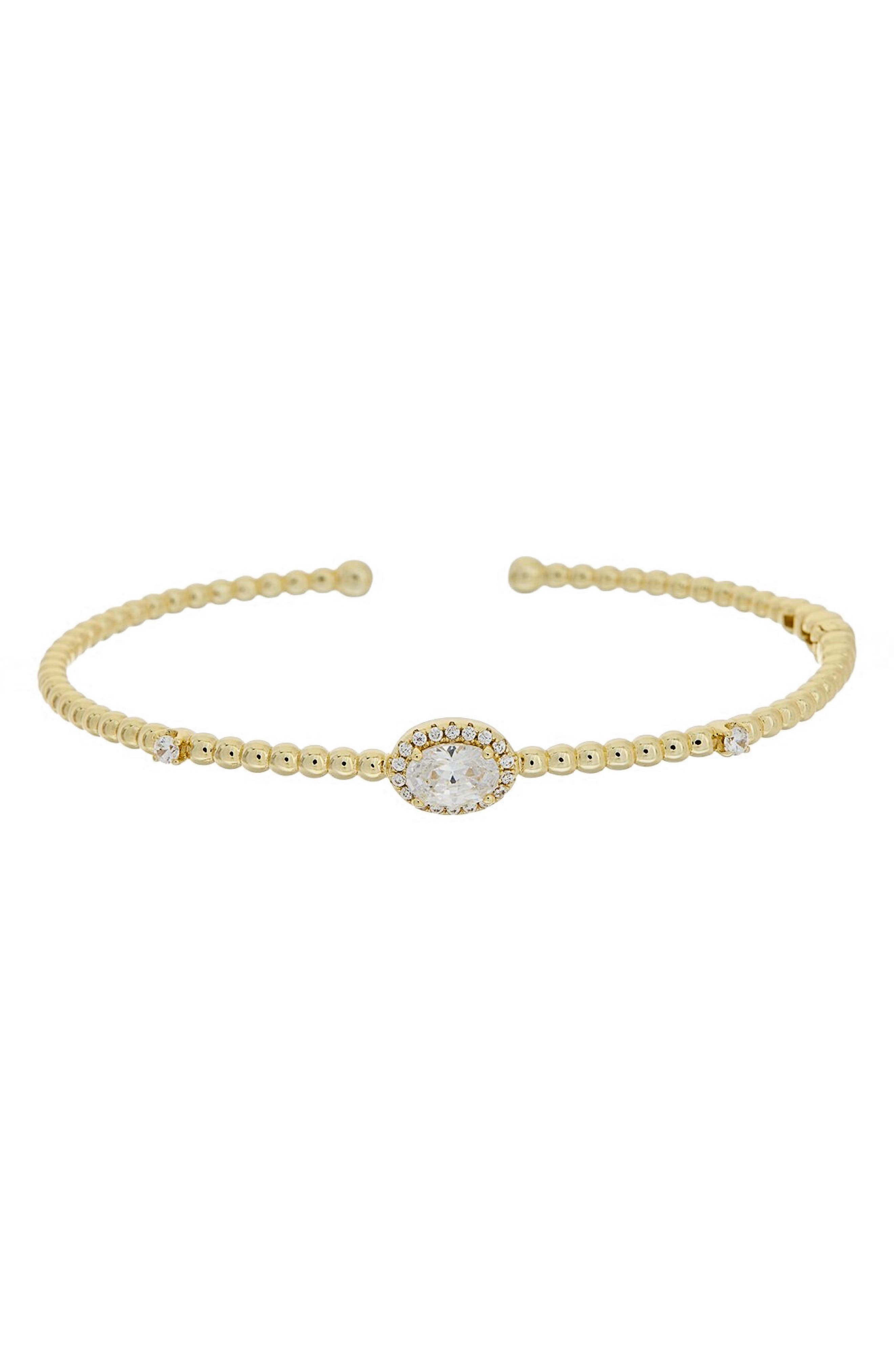 Cubic Zirconia Halo Beaded Bangle
