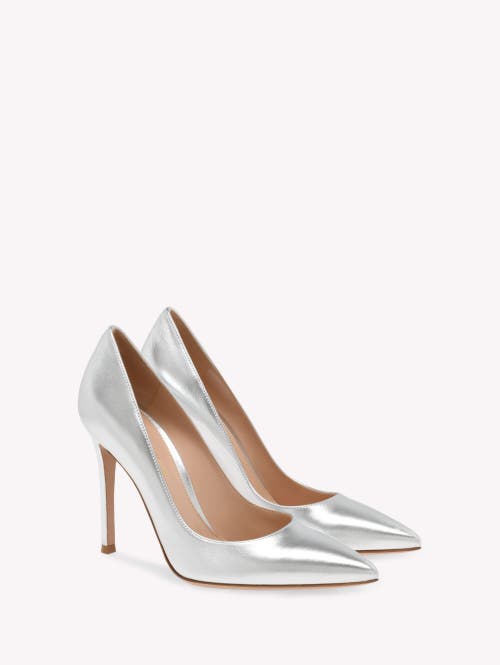 Gianvito Rossi Metallic Napa Open-toe Pumps In Metallic Silver
