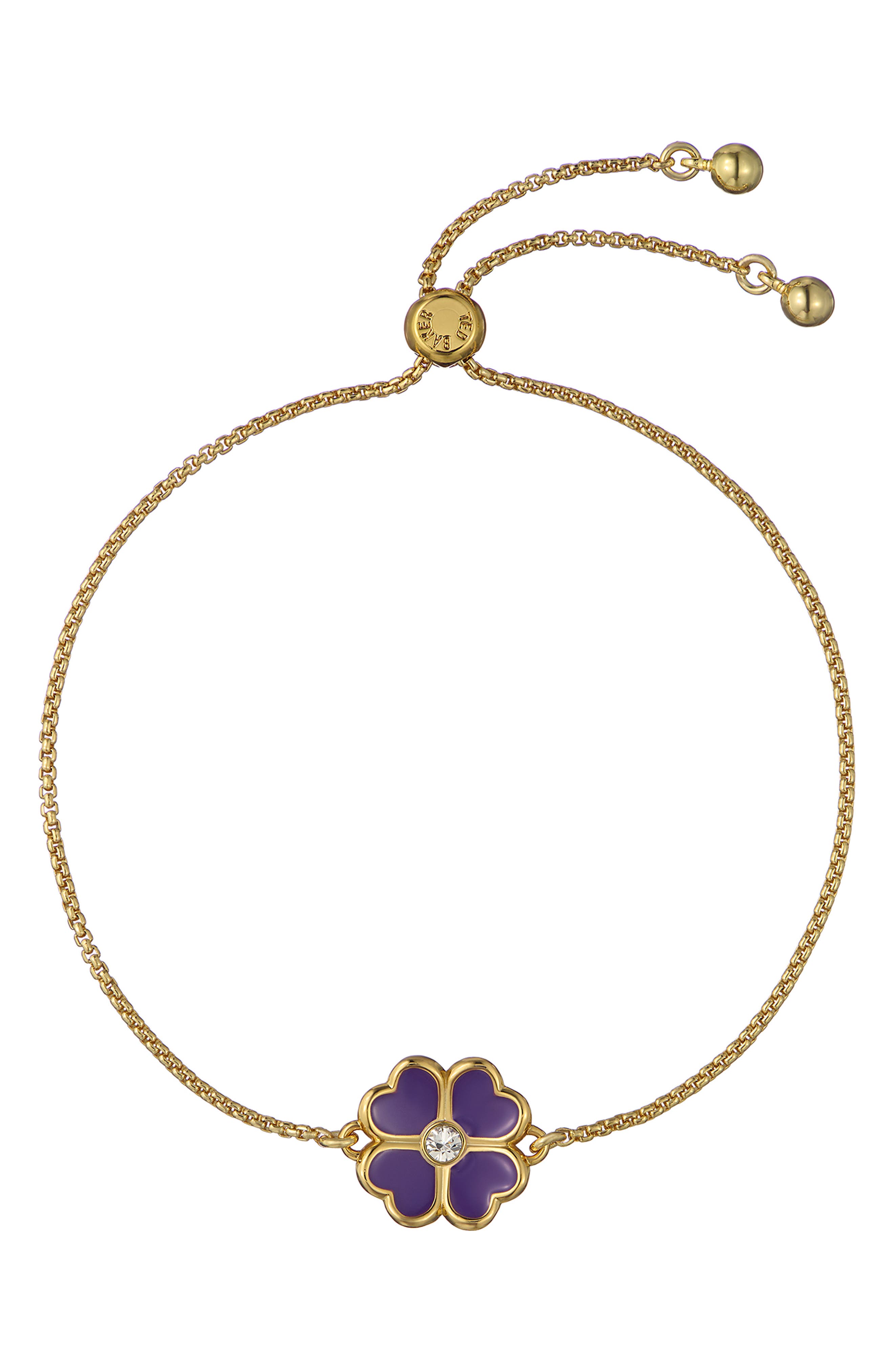 GOLD TONE PURPLE CLEAR CRYSTAL