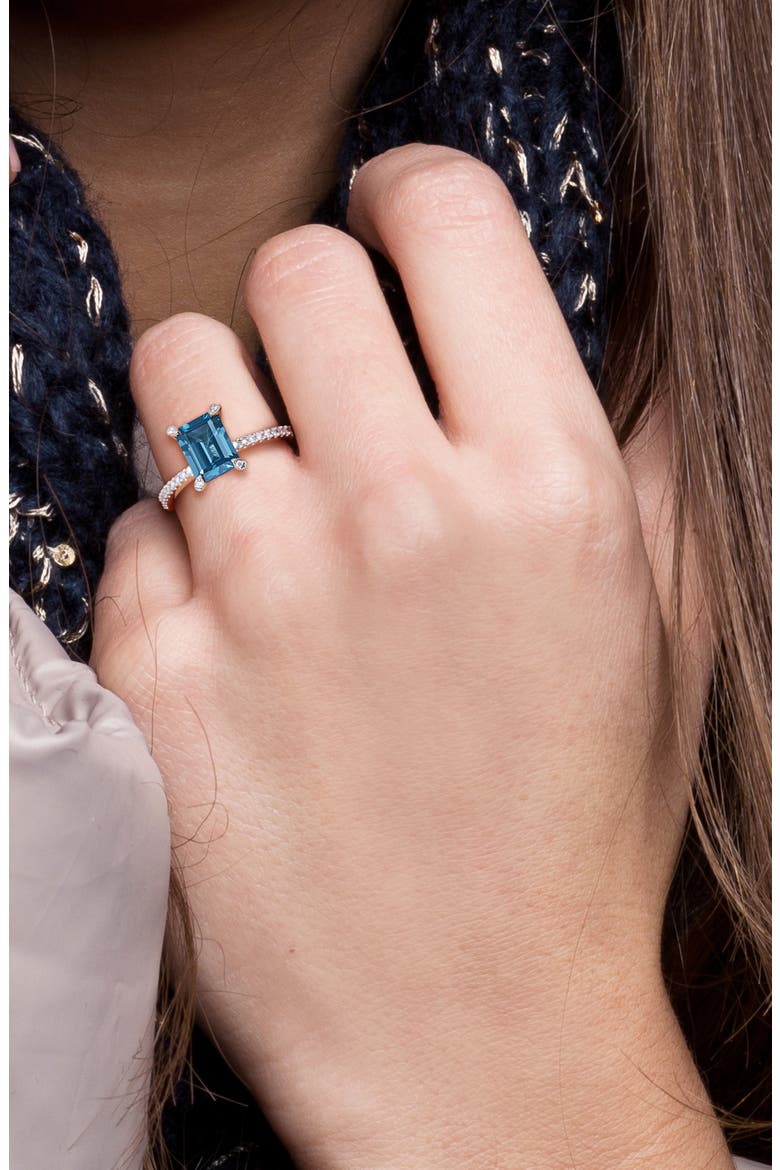 London Blue Topaz & Diamond Ring, Alternate, color, BLUE