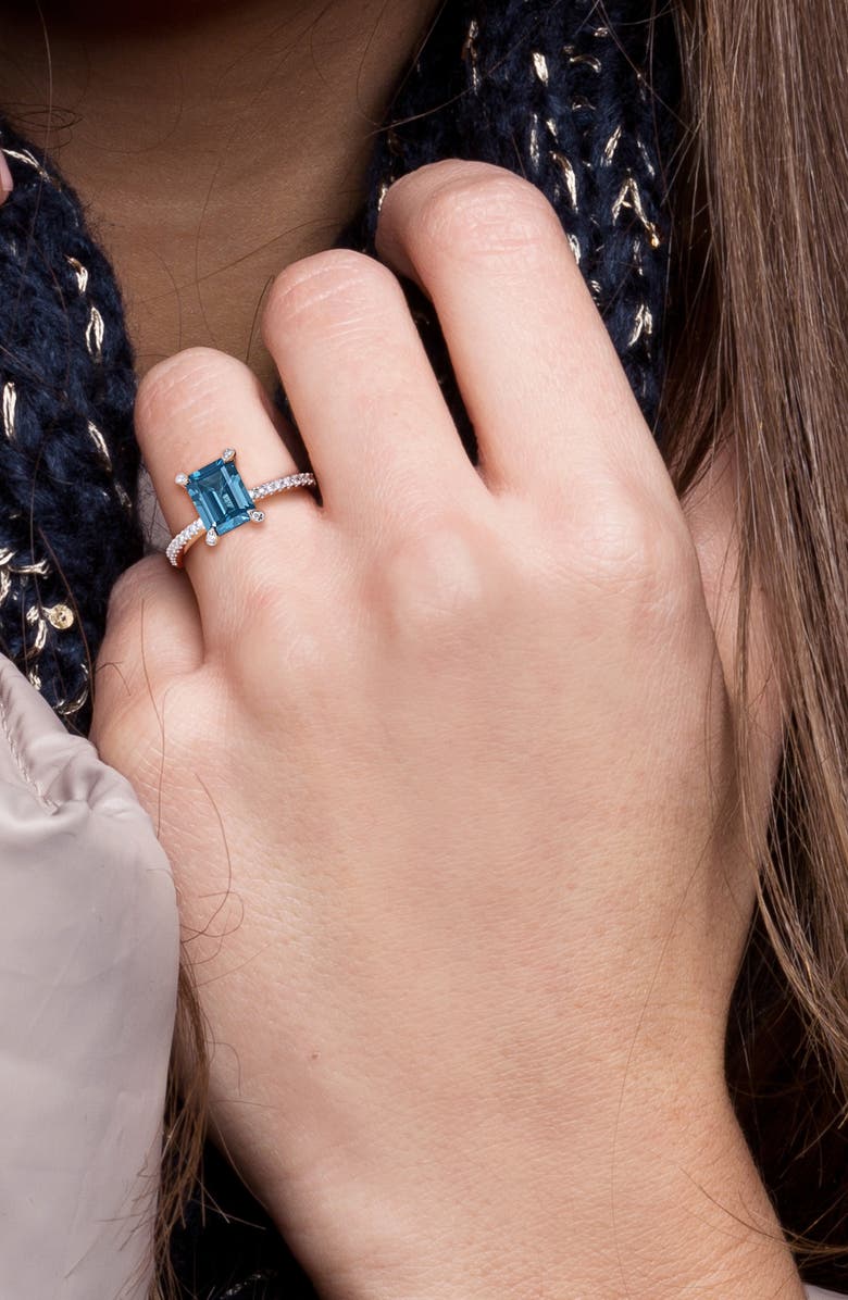 DELMAR London Blue Topaz & Diamond Ring, Alternate, color, Blue