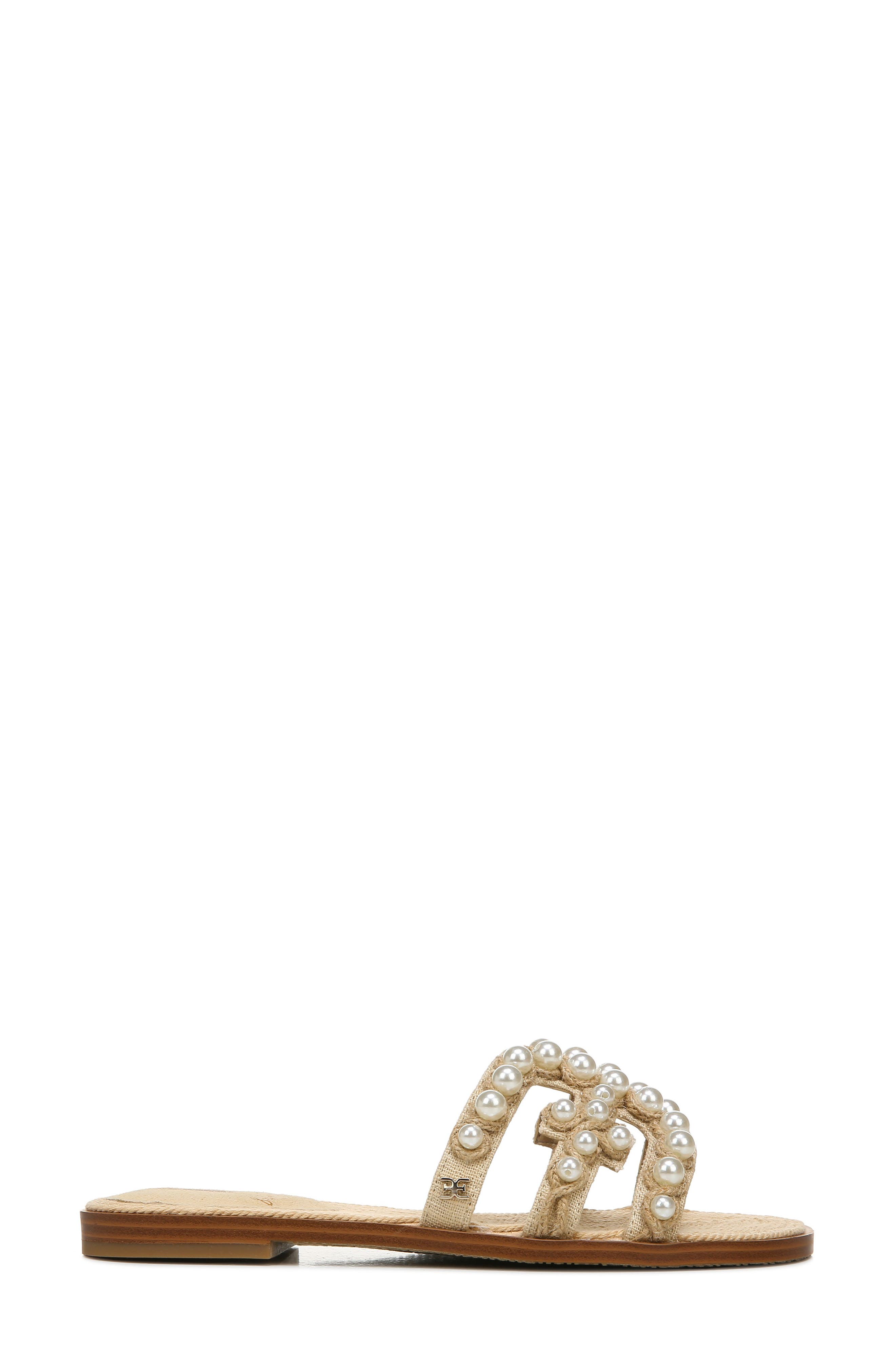 Sam Edelman Bay Imitation Pearl Cutout Slide Sandal, Alternate, color, 