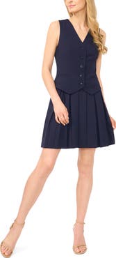 Halogen® Vest Pleated Dress