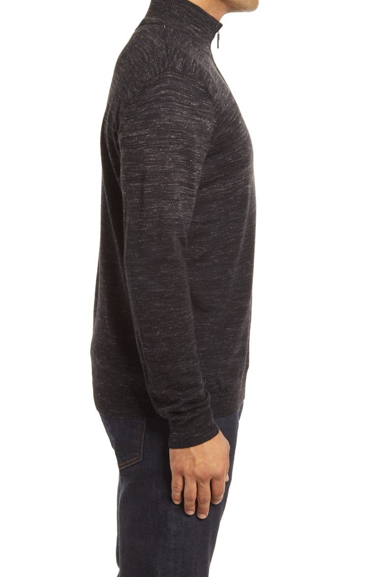 Merino Wool Blend Quarter Zip Sweater, Alternate, color, BLACK