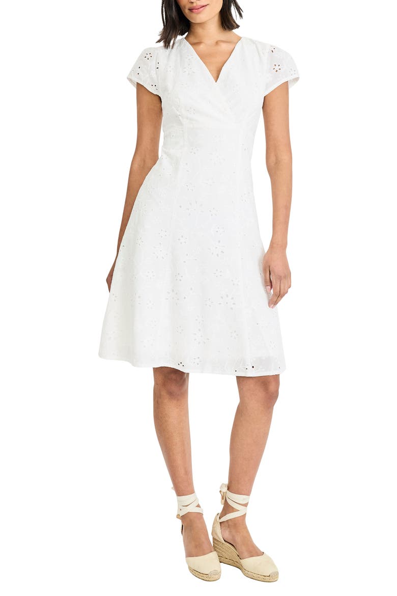 Cap Sleeve Eyelet Minidress, Main, color, IVORY