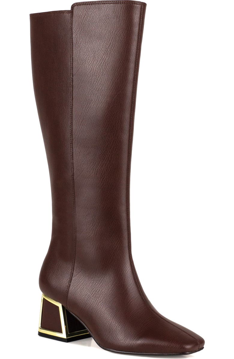 NINETY UNION Bridge Block Heel Knee High Boot, Main, color, Brown