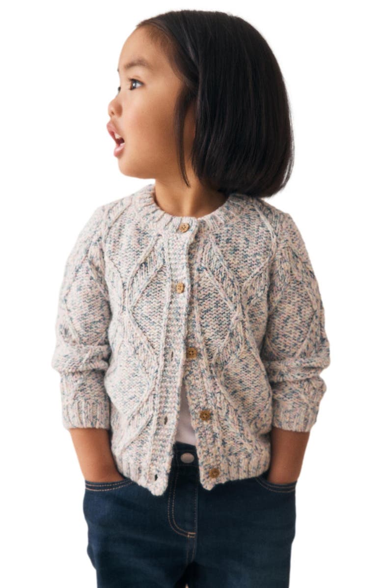 NEXT Kids' Diamond Chunky Knit Cardigan, Alternate, color, Blue