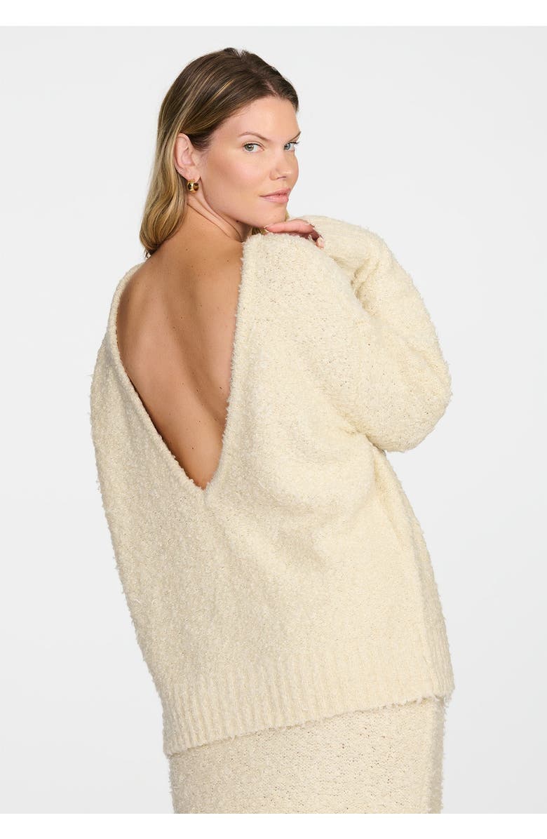 CUUP The Open-Back Sweater- Boucle, Alternate, color, Cream