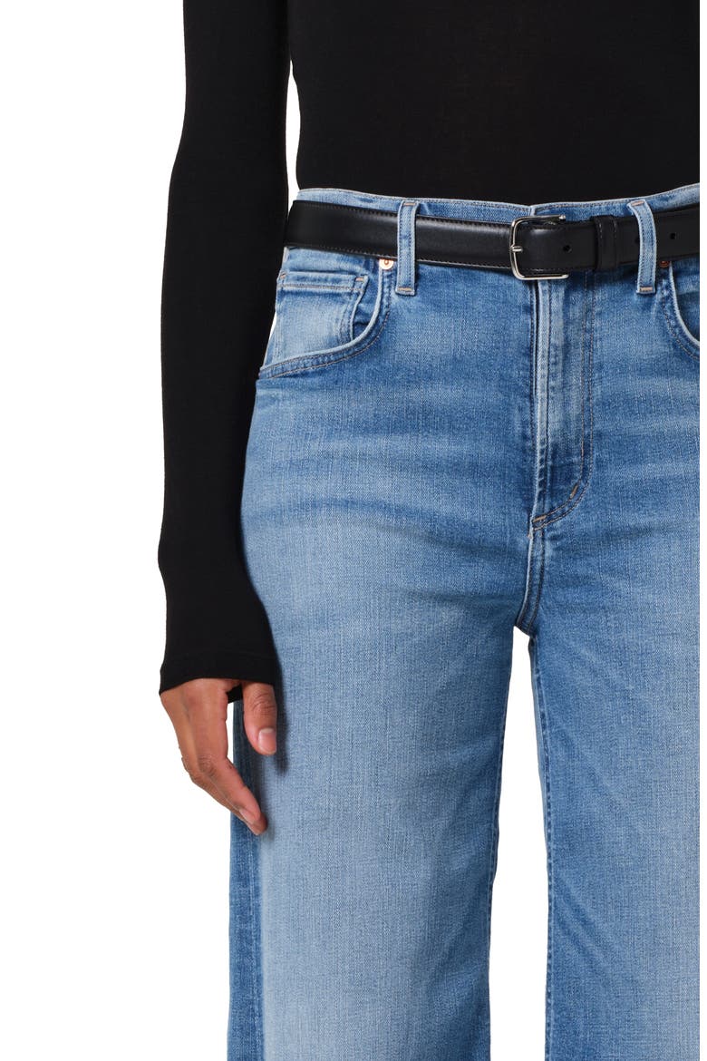 Lyra Raw Hem High Waist Ankle Wide Leg Jeans, Alternate, color, BHODI (MD INDIGO)