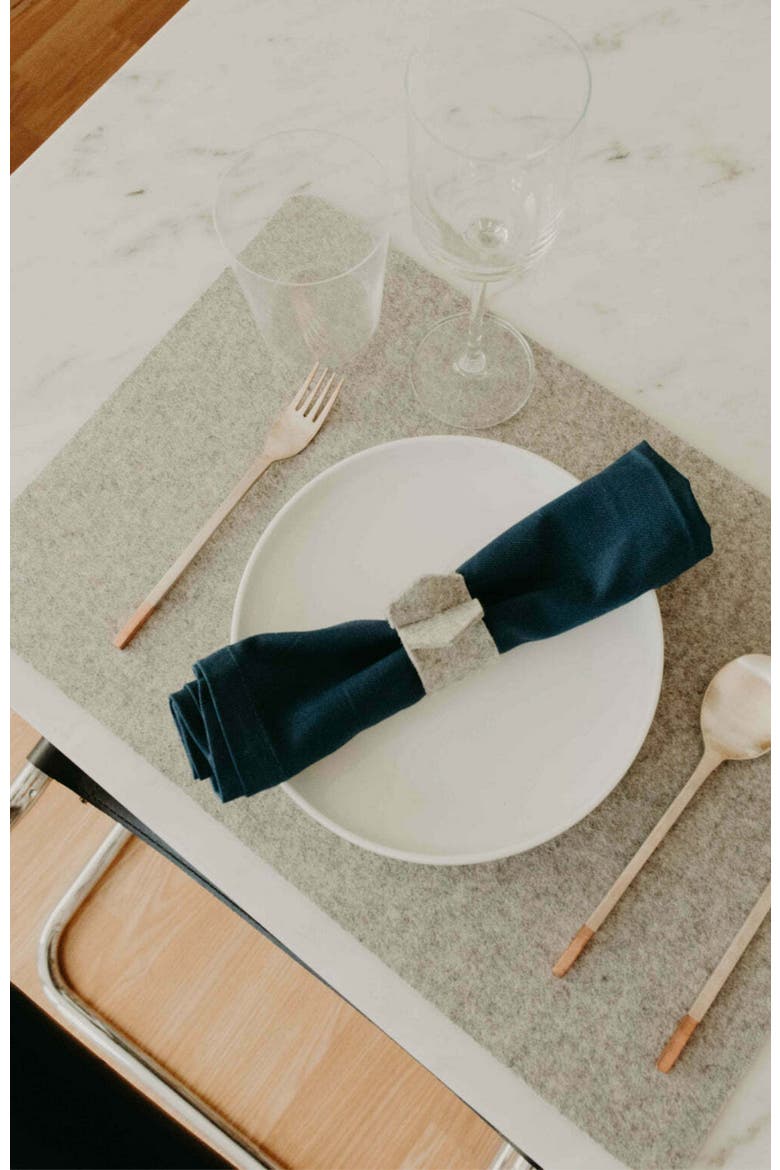 Merino Wool Rectangle Placemat, Alternate, color, Heather White