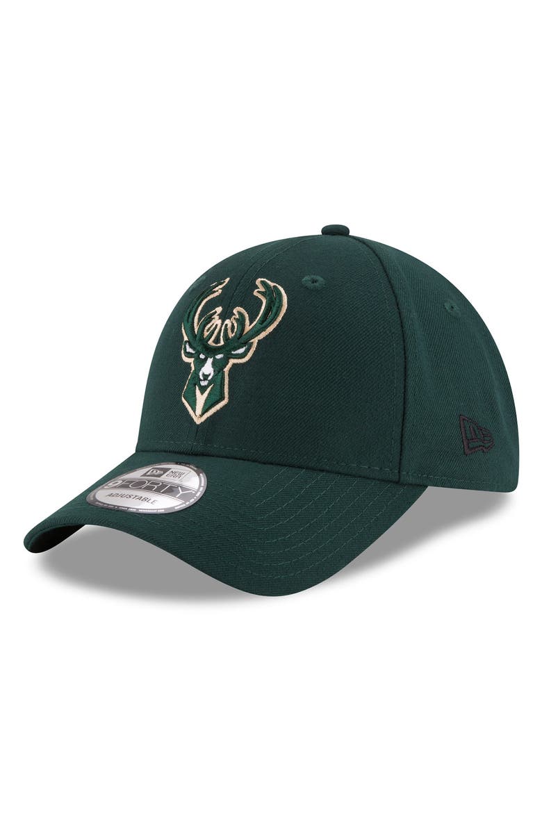 New Era Men's New Era Hunter Green Milwaukee Bucks Official Team Color 9FORTY Adjustable Hat, Main, color, 