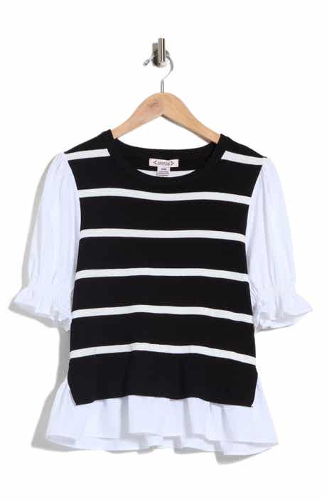 Striped Mixed Media Twofer Sweater