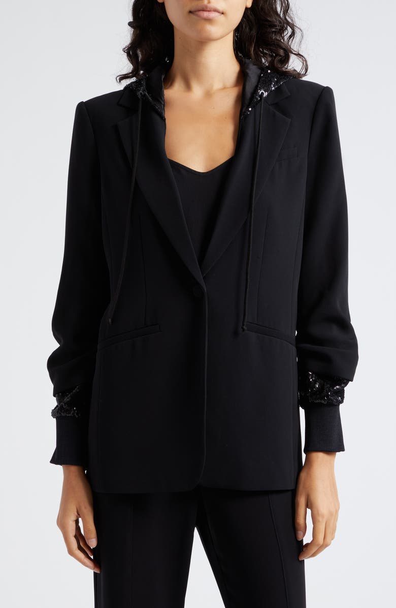 Cinq à Sept Khloe Sequin Hooded Blazer, Main, color, 
