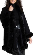 SAACHI Faux Fur Trim Cape