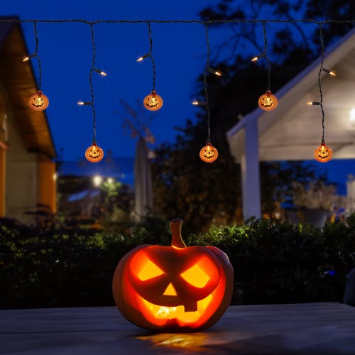 Northlight Led Lighted Pumpkin Halloween Curtain Icicle Lights In Multi