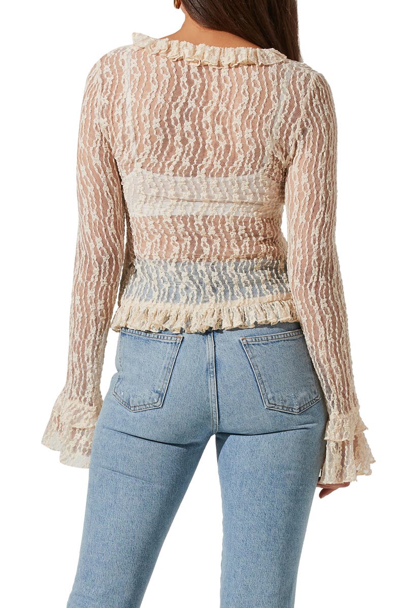 ASTR the Label Lace Front Tie Bed Jacket, Alternate, color, Cream