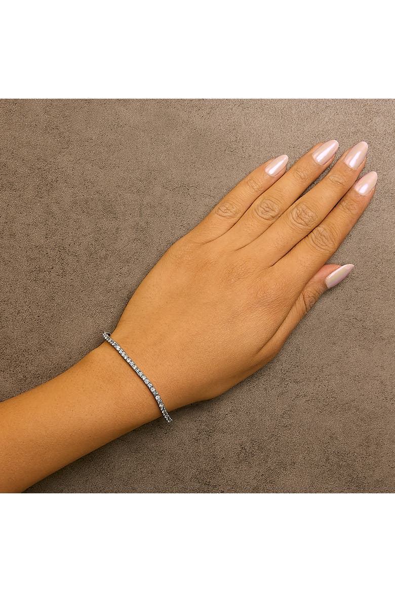 14K White Gold 4.0 Cttw White and Blue Lab Grown Diamond Tennis Bracelet, Alternate, color, White
