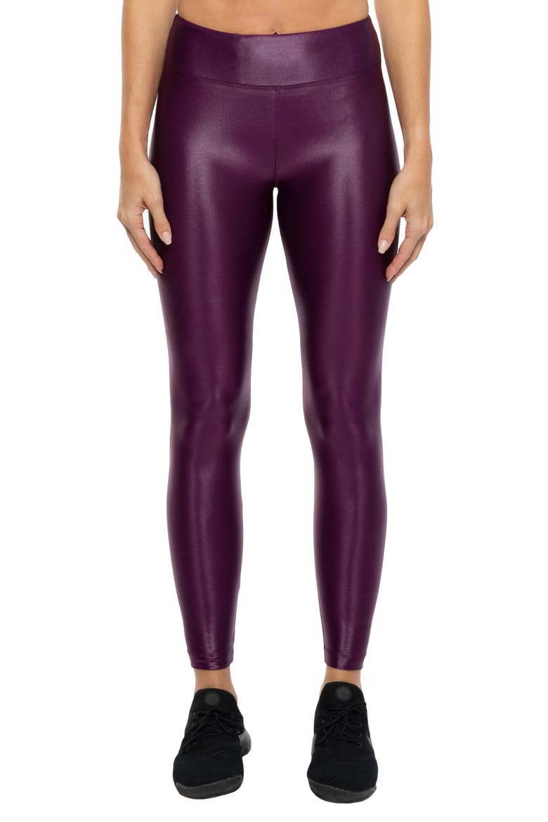 Lustrous High Waist Leggings, Main, color, SANGRIA