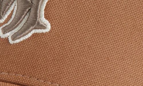 Amiri Ma Outline Embroidered Canvas Trucker Hat In Brown