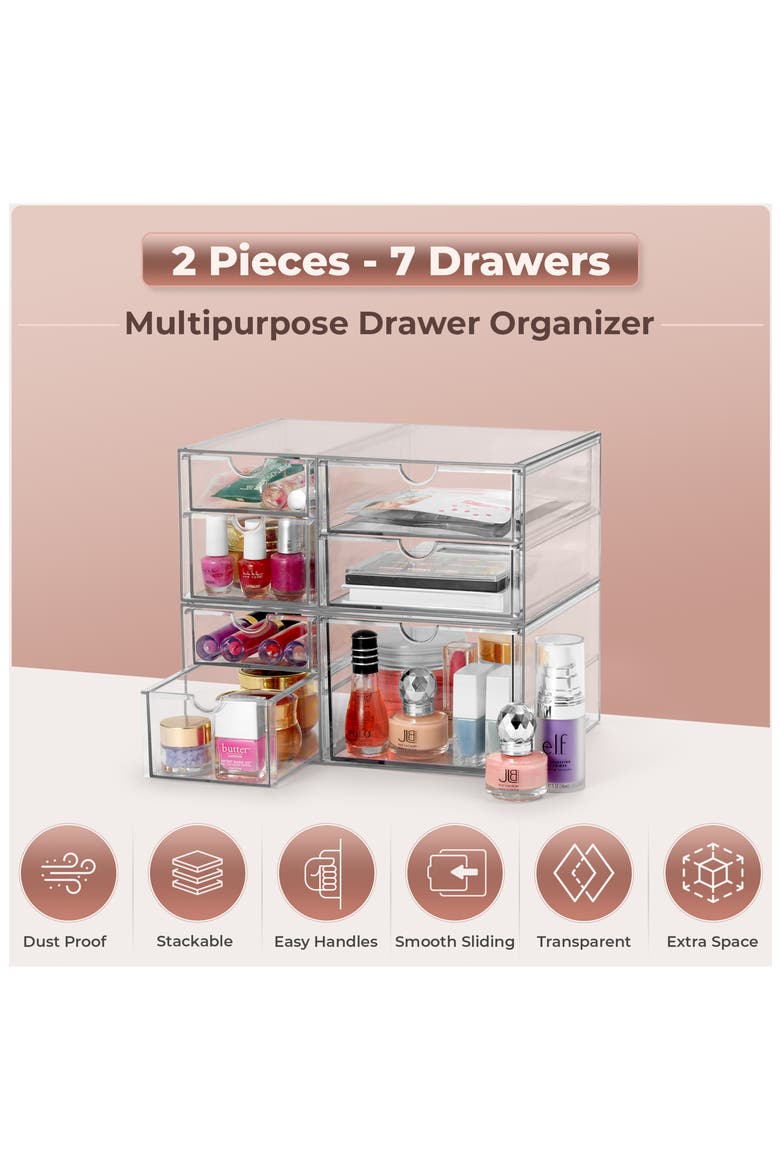 7-Drawer Acrylic Organizer, Alternate, color, CLEAR