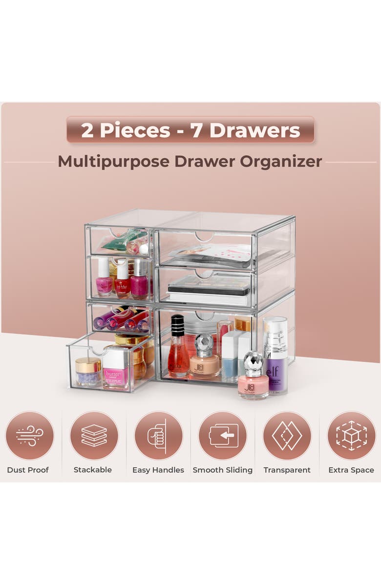 SORBUS 7-Drawer Acrylic Organizer, Alternate, color,