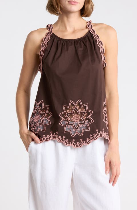 Contrast Embroidered Tank