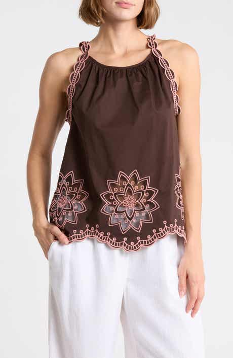 Contrast Embroidered Tank