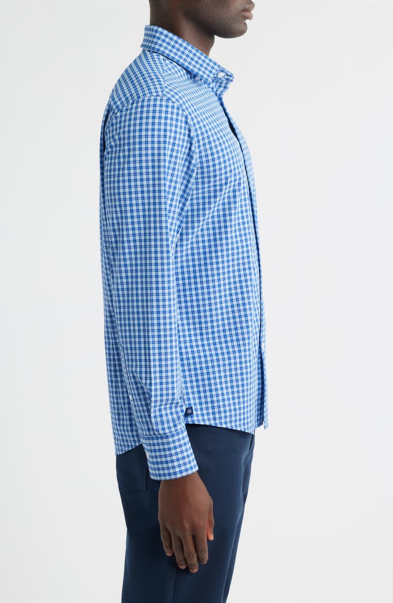 Mizzen+Main Leeward No Tuck Trim Fit Plaid Performance Button-Up Shirt, Alternate, color, Cobalt Ben Plaid