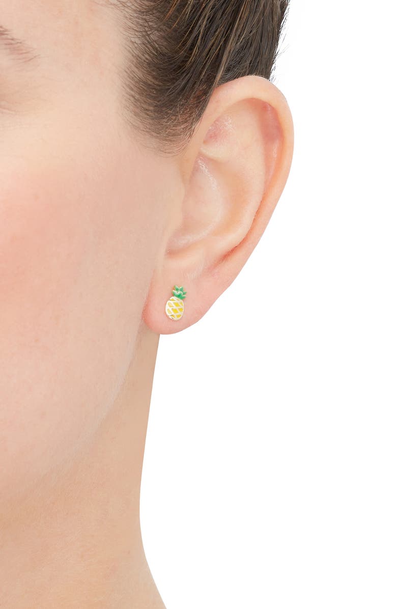 Frankie & Zoe Pineapple Stud Earrings, Alternate, color, Yellow Gold